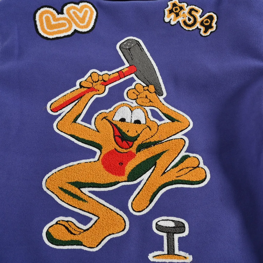 Louis Vuitton/Louis Vuitton 22Fw towel embroidered letter frog baseball jacket